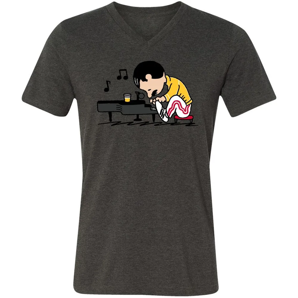 Unisex V-Neck T-Shirt - WY1QQUGC - Dark Grey Heather - 8