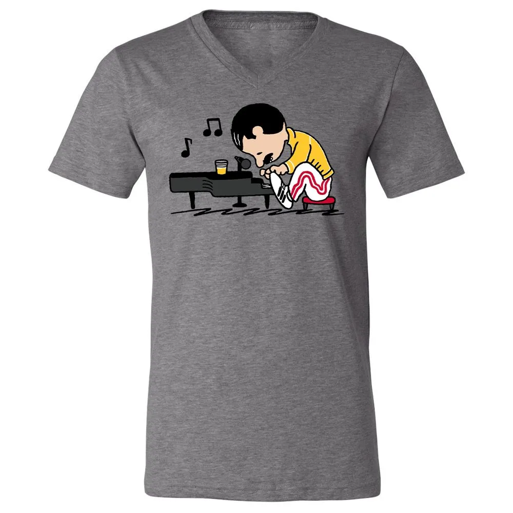 Unisex V-Neck T-Shirt - WY1QQUGC - Deep Heather - 13