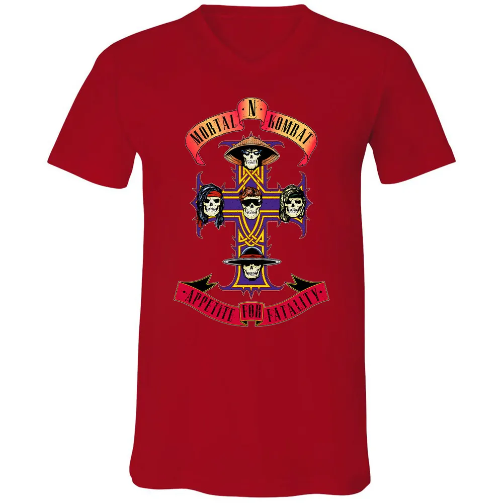 Unisex V-Neck T-Shirt - EB1QCC9P - Red - 3