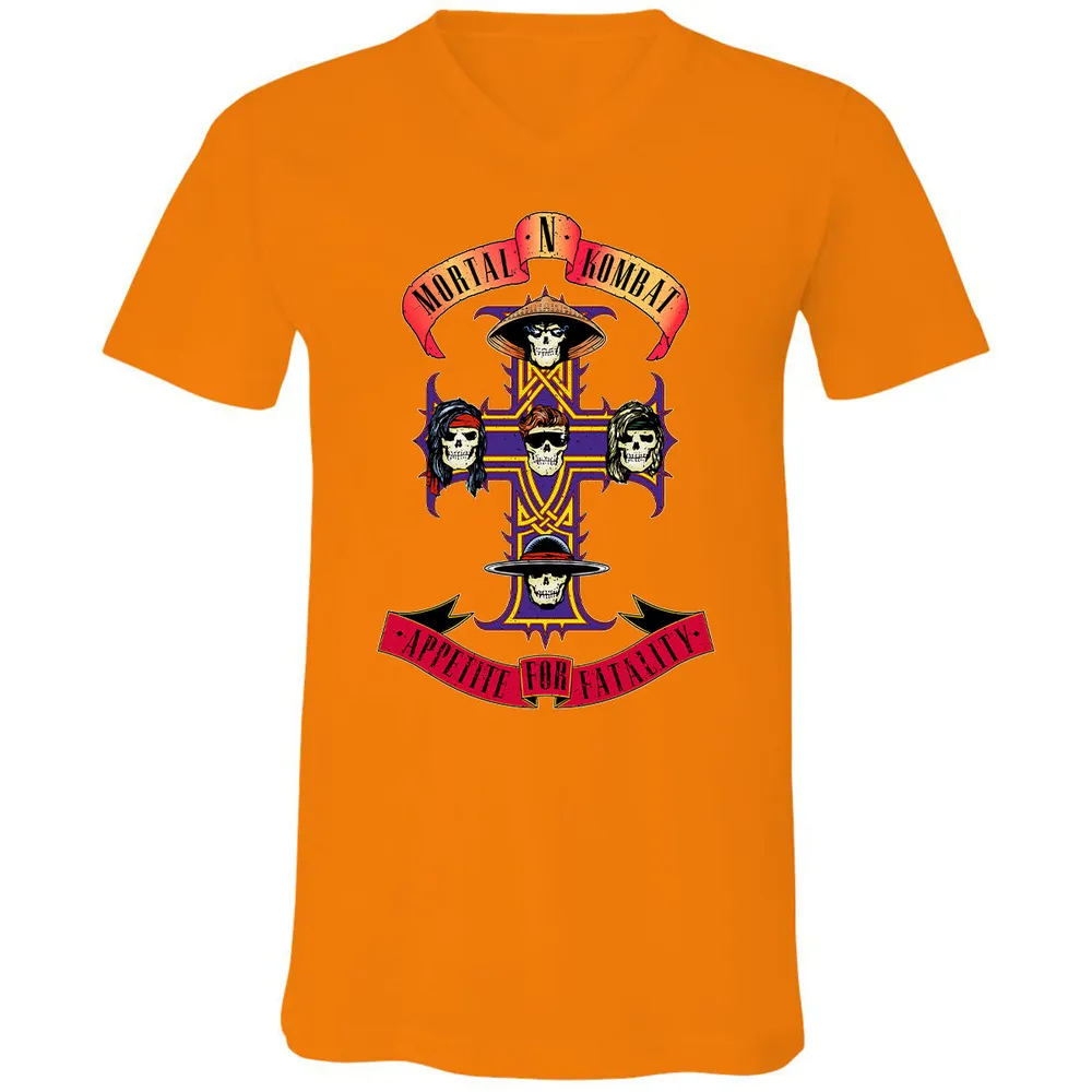 Unisex V-Neck T-Shirt - EB1QCC9P - Orange - 11