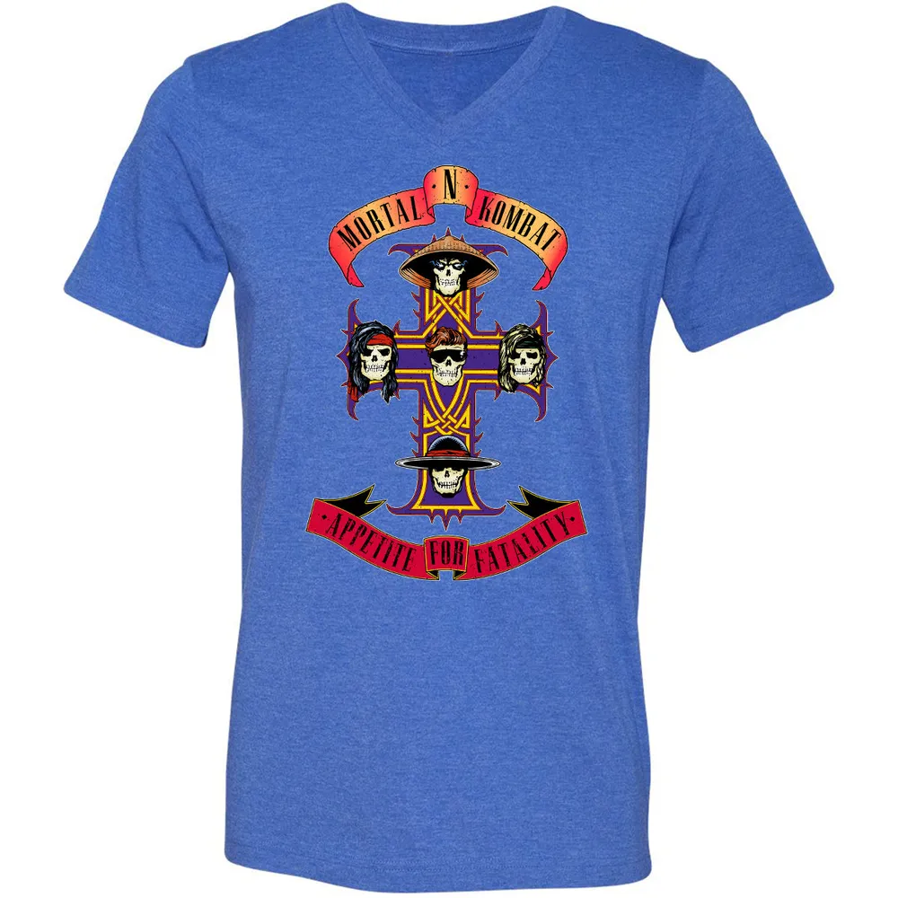 Unisex V-Neck T-Shirt - EB1QCC9P - Heather True Royal - 14