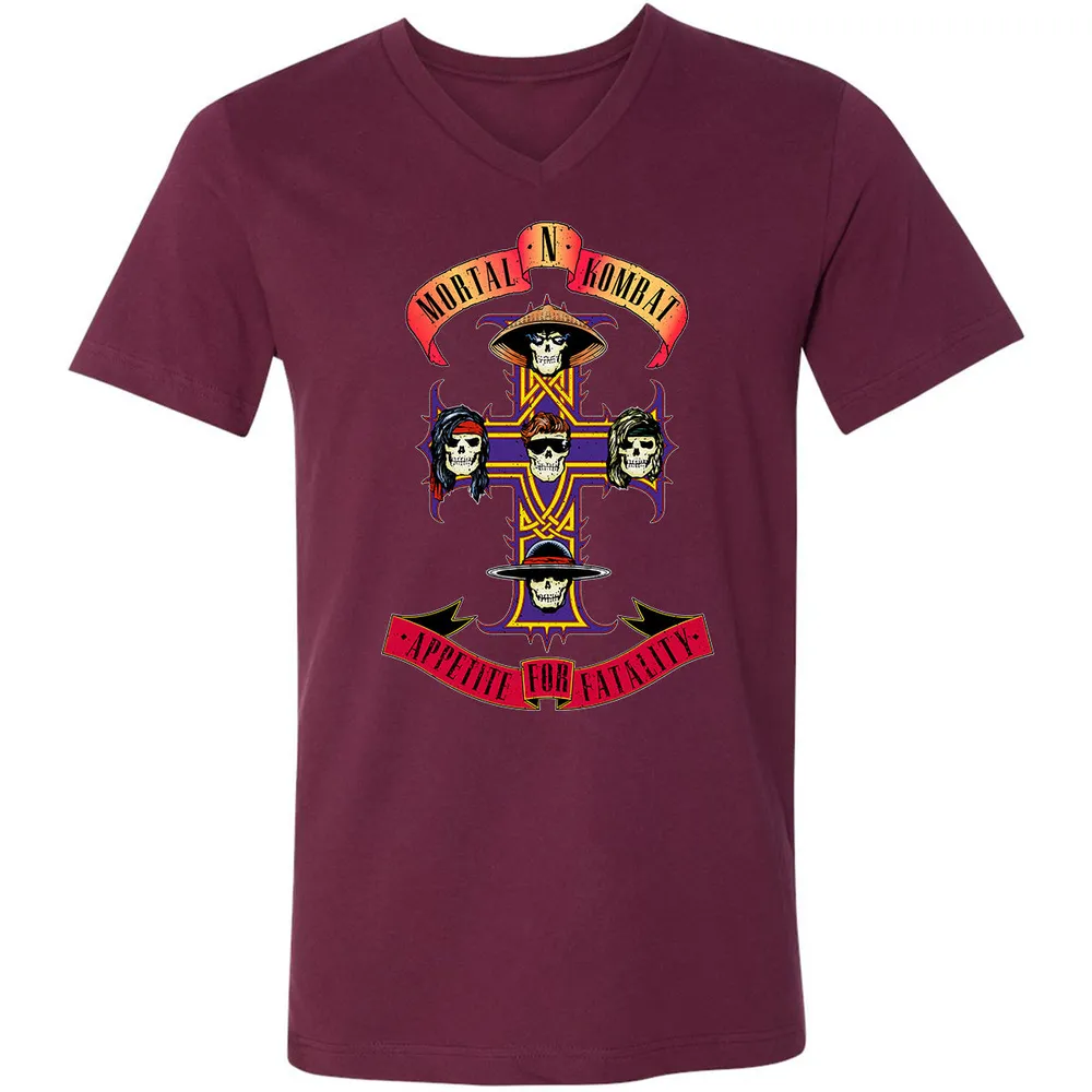 Unisex V-Neck T-Shirt - EB1QCC9P - Maroon - 6