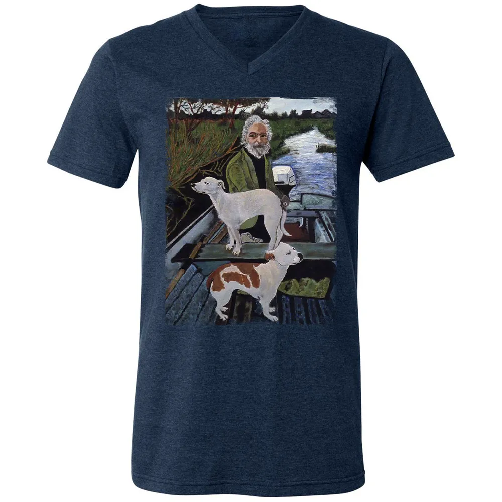 Unisex V-Neck T-Shirt - ZY8JYX1T - Heather Navy - 15