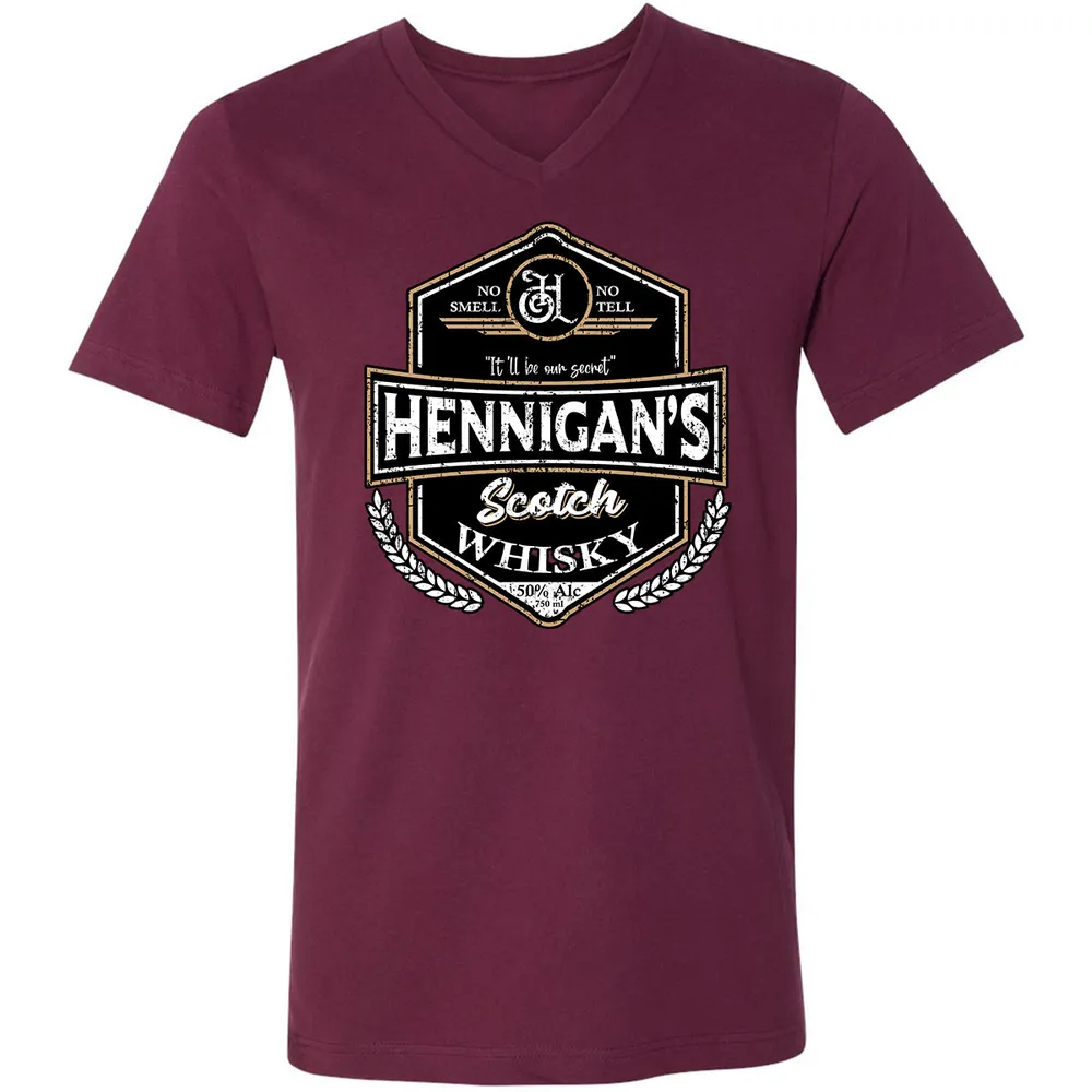 Unisex V-Neck T-Shirt - ZDZFCUSB - Maroon - 6