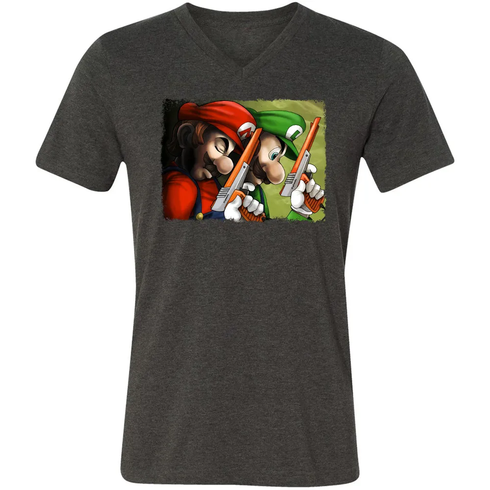 Unisex V-Neck T-Shirt - B5W1B47Z - Dark Grey Heather - 8