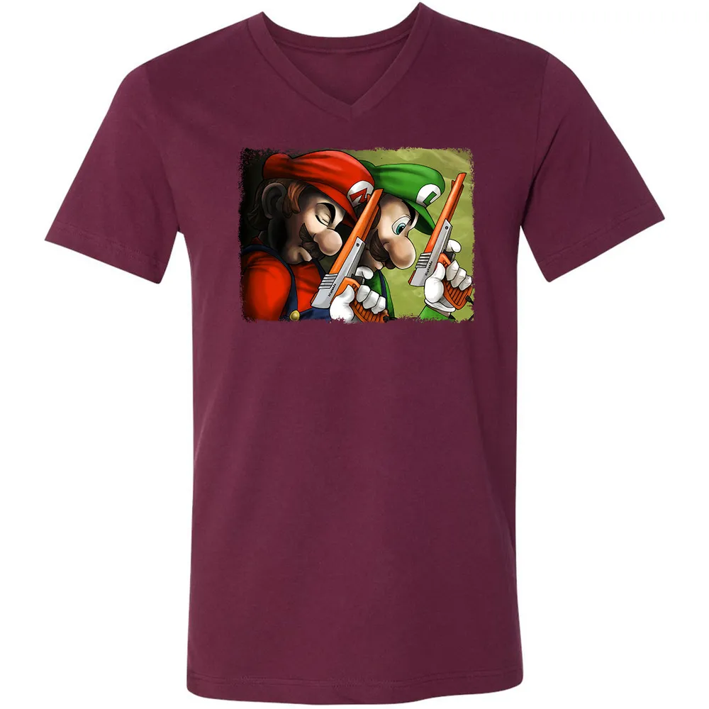 Unisex V-Neck T-Shirt - B5W1B47Z - Maroon - 6