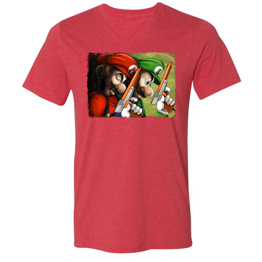 Unisex V-Neck T-Shirt - B5W1B47Z - Heather Red - 16