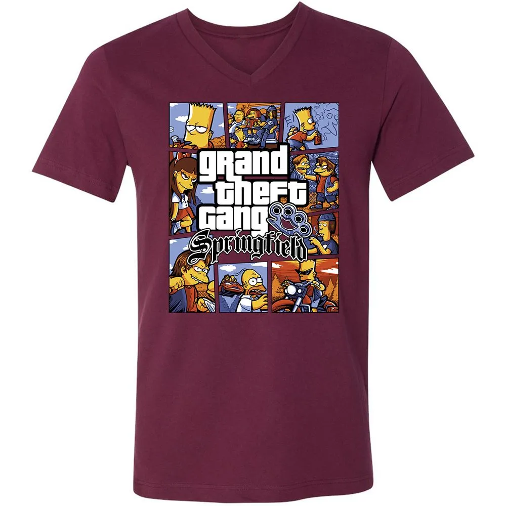 Unisex V-Neck T-Shirt - 3RN1RZFQ - Maroon - 6