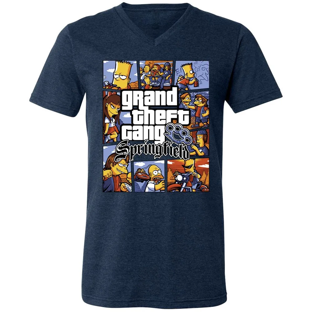 Unisex V-Neck T-Shirt - 3RN1RZFQ - Heather Navy - 15