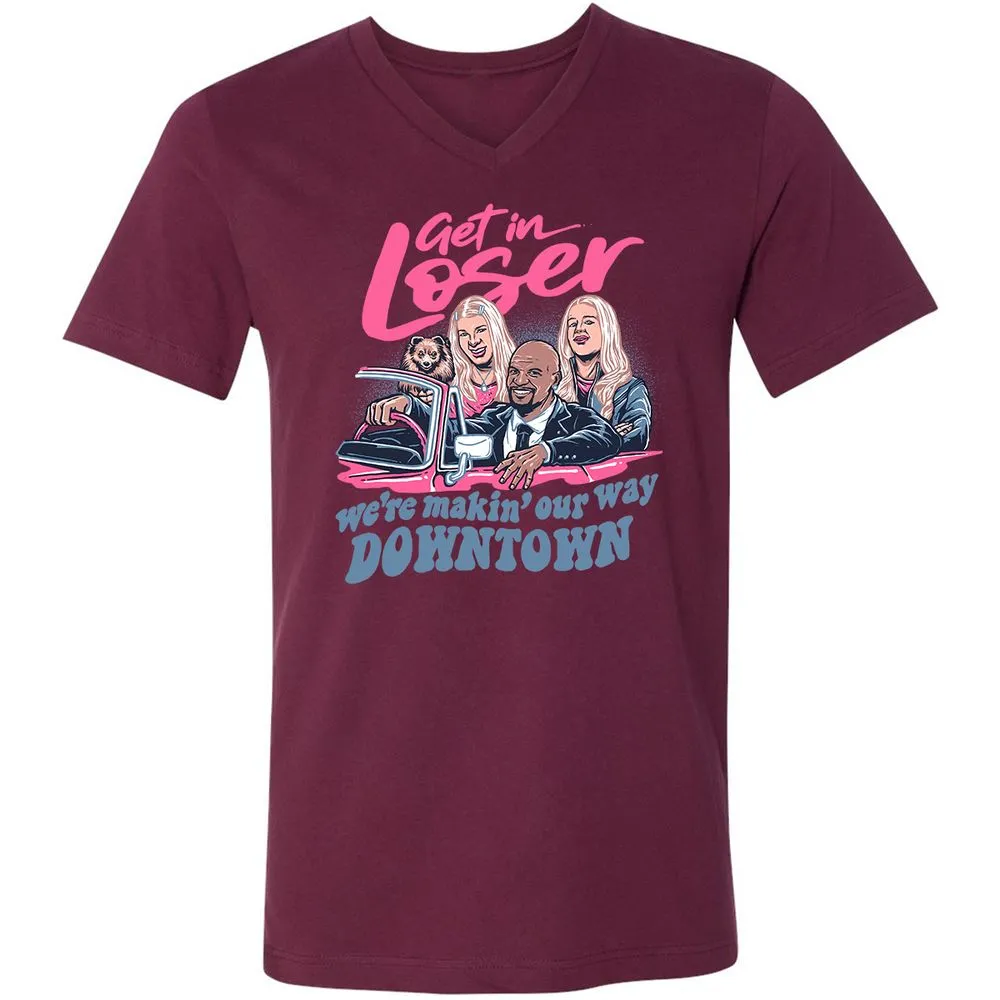 Unisex V-Neck T-Shirt - P6DW9QU6 - Maroon - 6