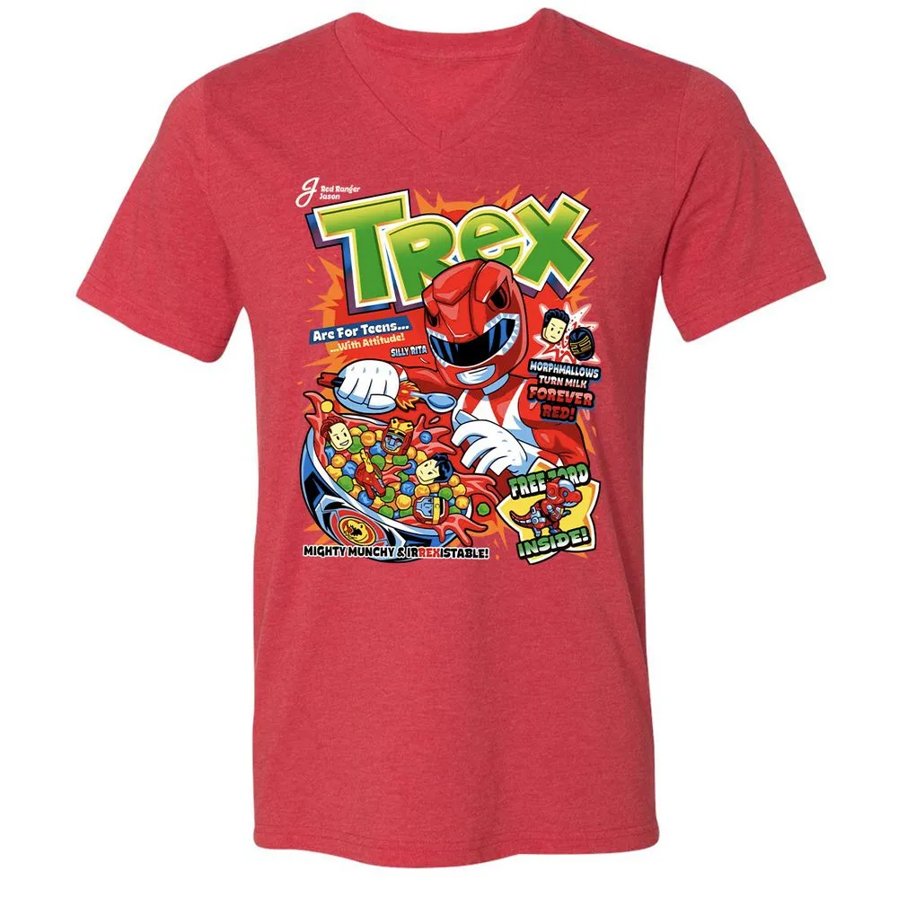 Unisex V-Neck T-Shirt - DKPFYQMS - Heather Red - 16