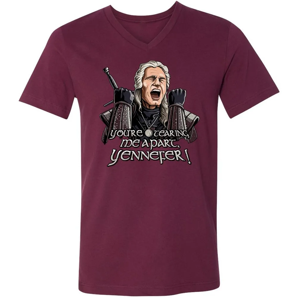 Unisex V-Neck T-Shirt - S56W49CW - Maroon - 6