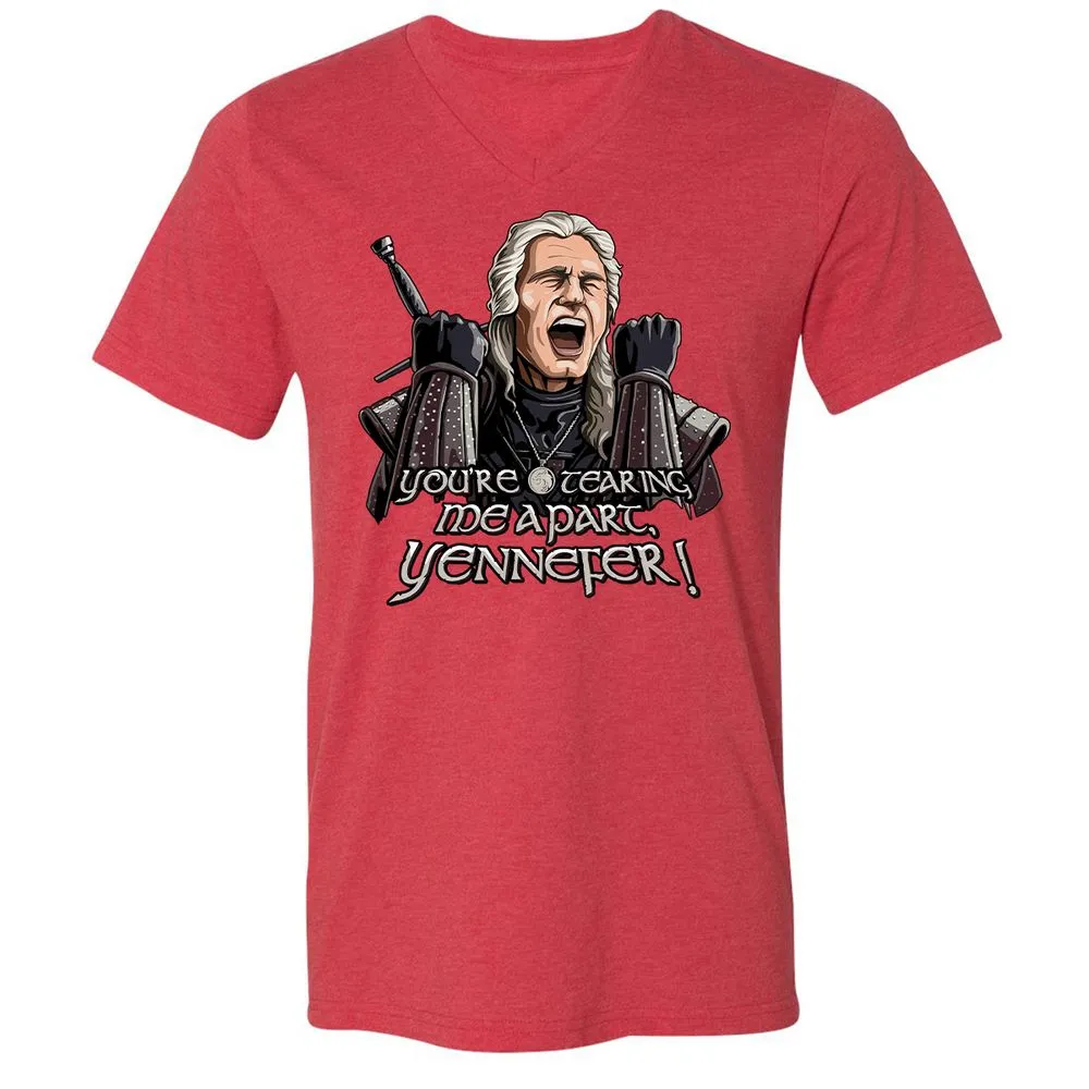 Unisex V-Neck T-Shirt - S56W49CW - Heather Red - 16