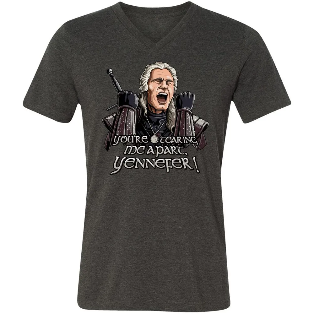 Unisex V-Neck T-Shirt - S56W49CW - Dark Grey Heather - 8