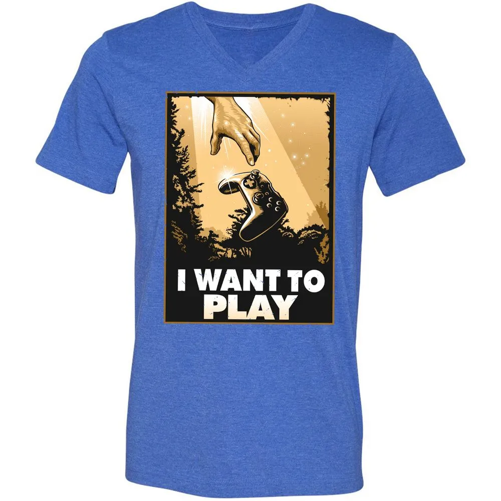 Unisex V-Neck T-Shirt - MPCLFU3J - Heather True Royal - 14