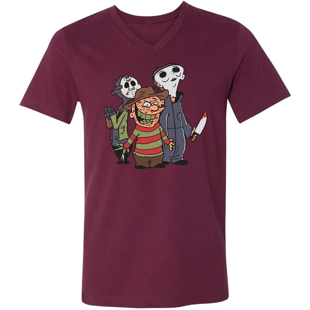 Unisex V-Neck T-Shirt - 66JE8PQM - Maroon - 6