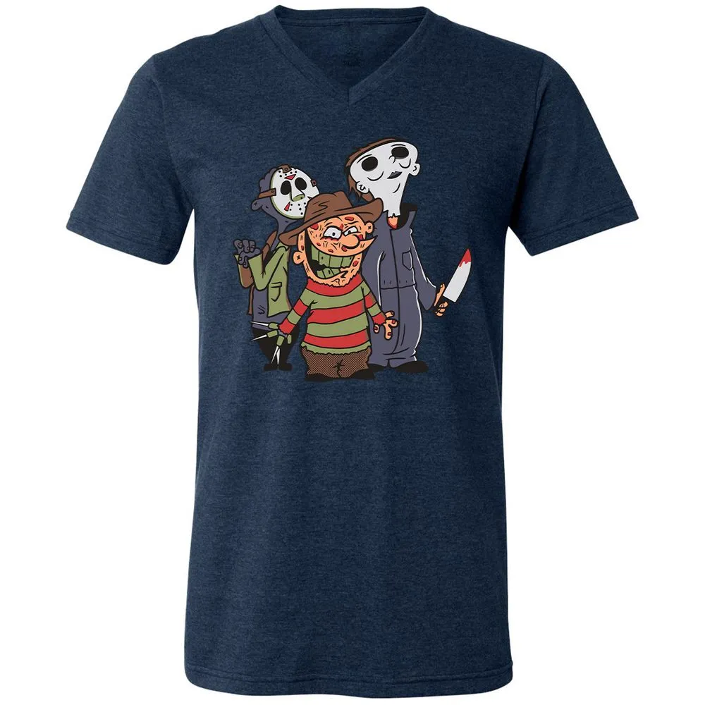 Unisex V-Neck T-Shirt - 66JE8PQM - Heather Navy - 15