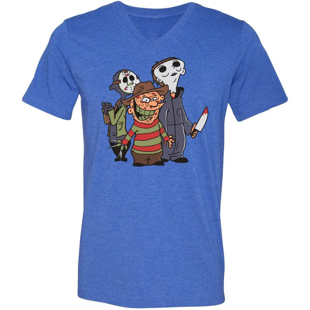 Unisex V-Neck T-Shirt - 66JE8PQM - Heather True Royal - 14