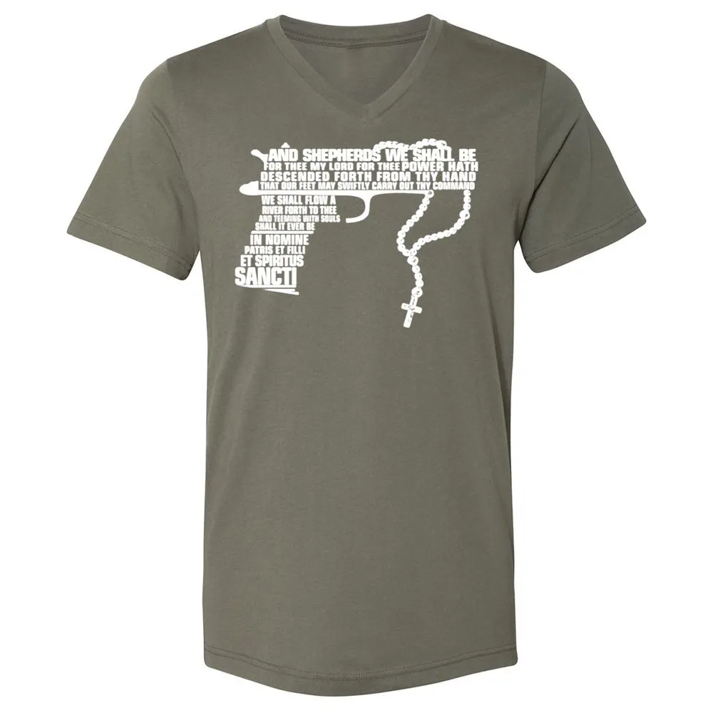 Unisex V-Neck T-Shirt - 41C1GSBZ - Military Green - 10