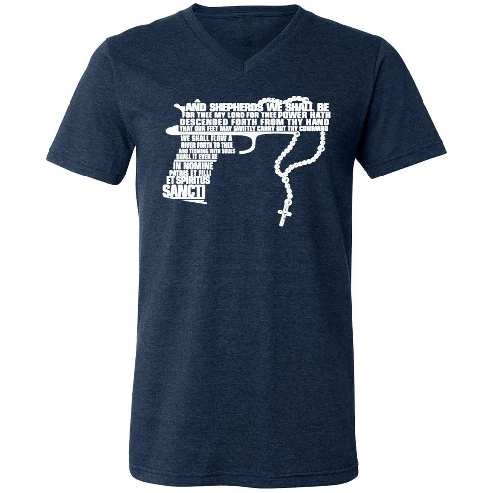 Unisex V-Neck T-Shirt - 41C1GSBZ - Heather Navy - 15
