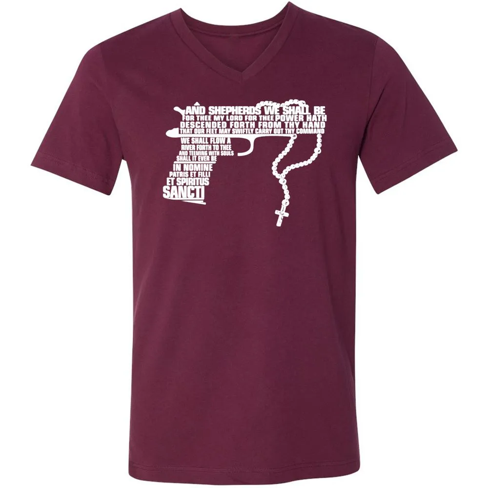 Unisex V-Neck T-Shirt - 41C1GSBZ - Maroon - 6