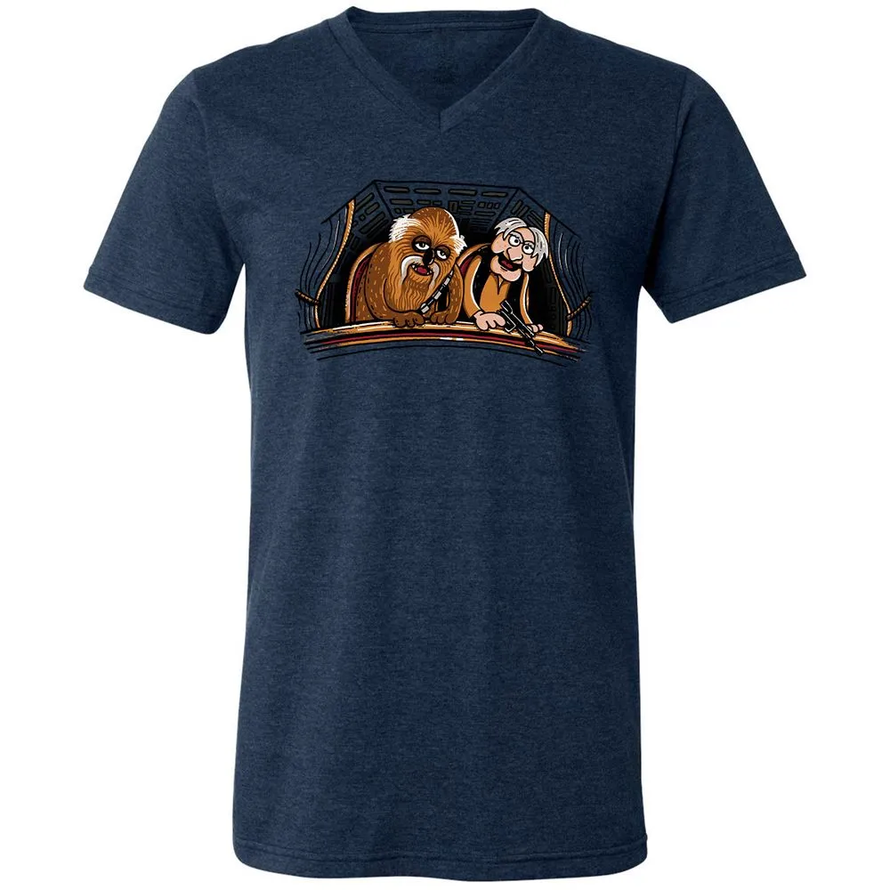 Unisex V-Neck T-Shirt - R3ASTY1R - Heather Navy - 15