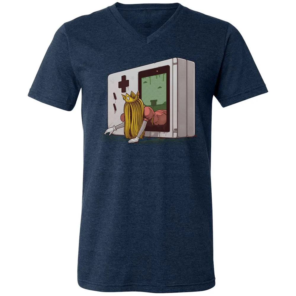 Unisex V-Neck T-Shirt - 56XWS7CM - Heather Navy - 15
