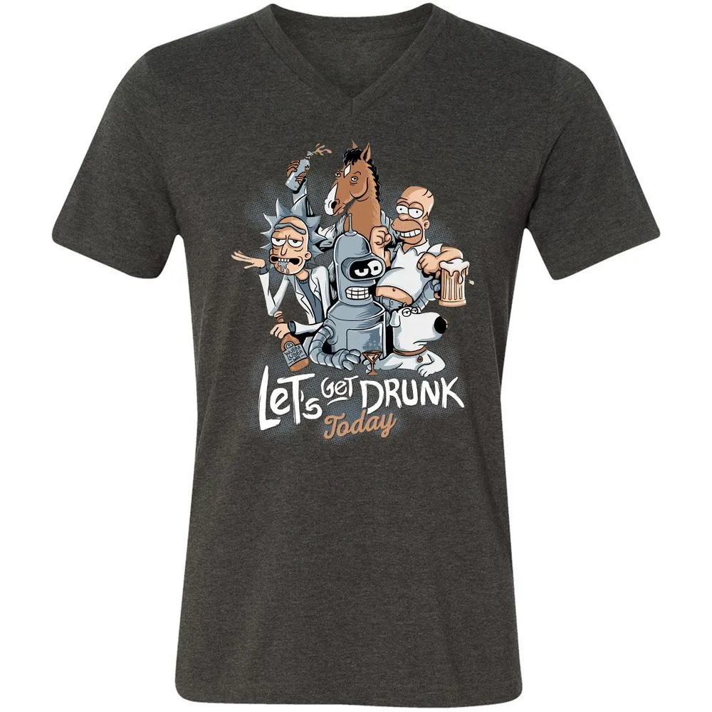Unisex V-Neck T-Shirt - 7X55F3FL - Dark Grey Heather - 8