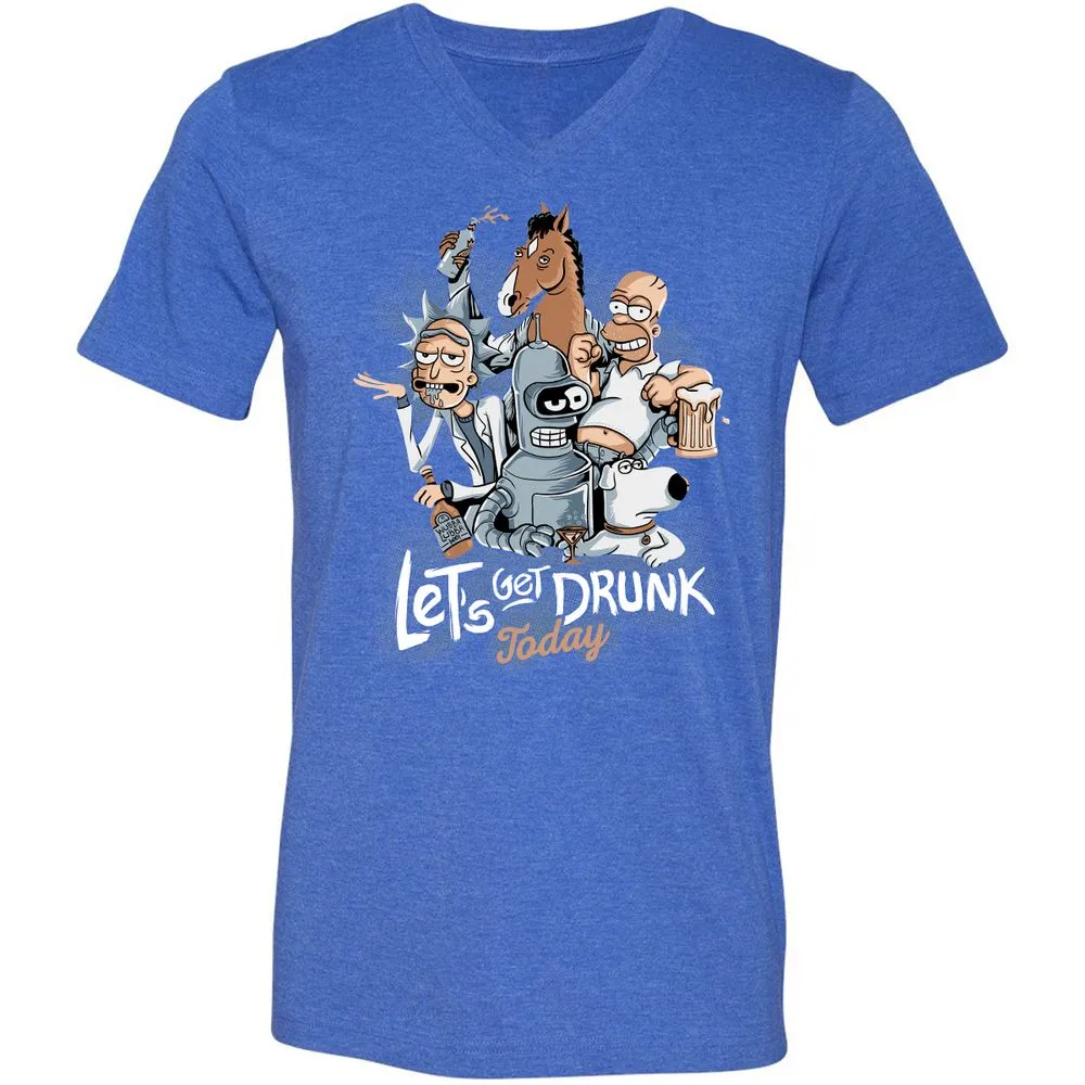 Unisex V-Neck T-Shirt - 7X55F3FL - Heather True Royal - 14