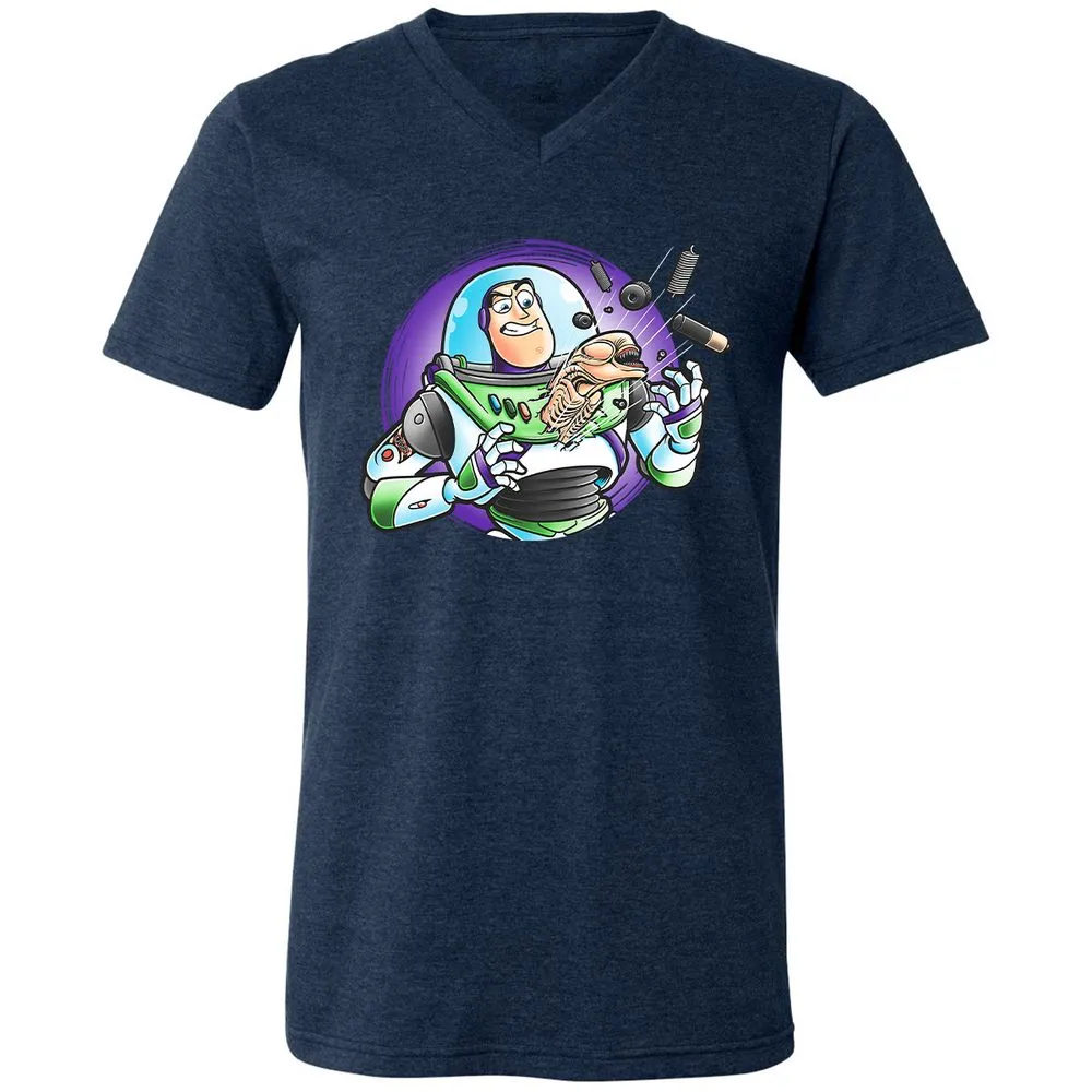 Unisex V-Neck T-Shirt - WGDGBRFN - Heather Navy - 15