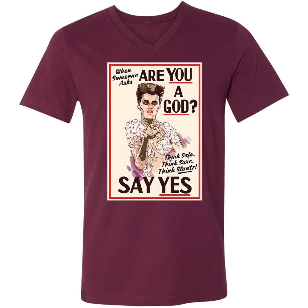 Unisex V-Neck T-Shirt - YN2QCG18 - Maroon - 6
