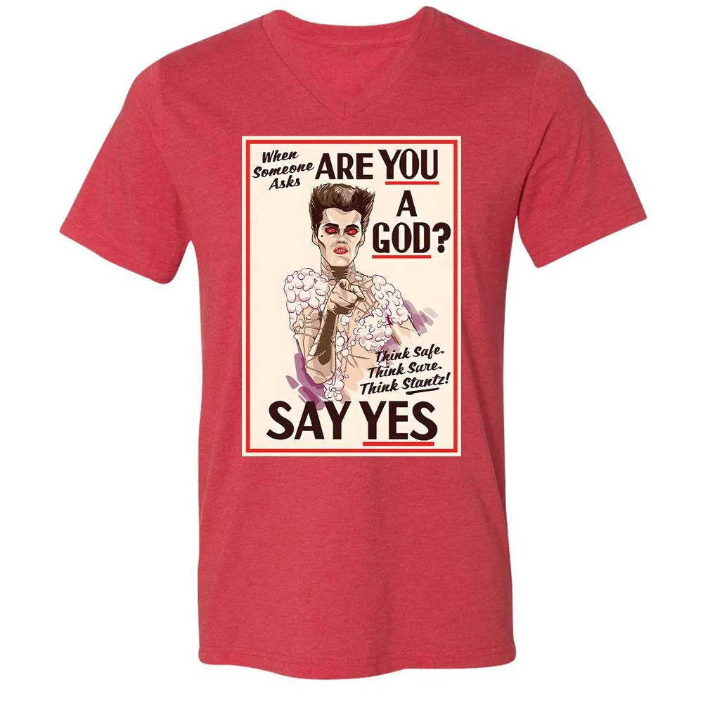 Unisex V-Neck T-Shirt - YN2QCG18 - Heather Red - 16