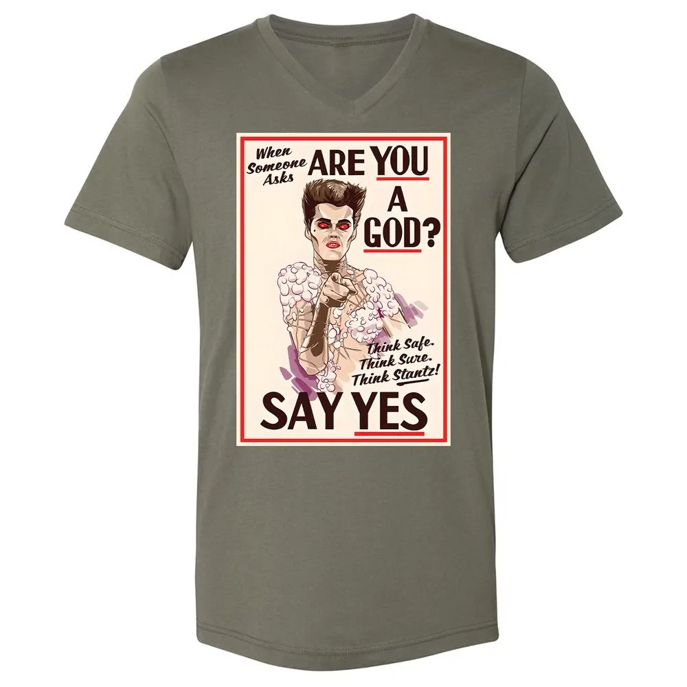 Unisex V-Neck T-Shirt - YN2QCG18 - Military Green - 10