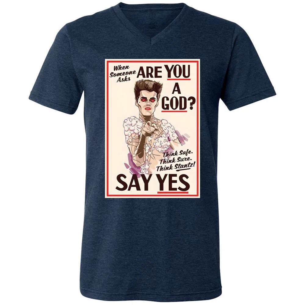 Unisex V-Neck T-Shirt - YN2QCG18 - Heather Navy - 15