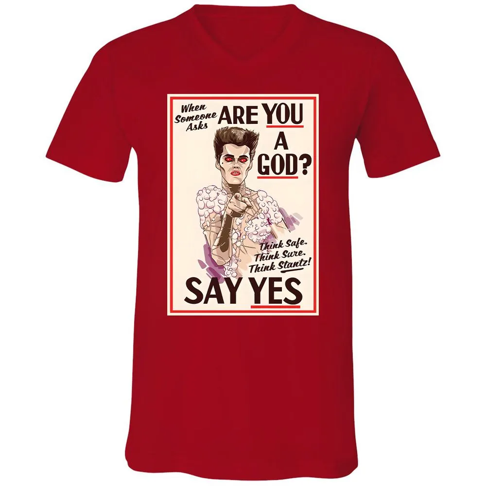 Unisex V-Neck T-Shirt - YN2QCG18 - Red - 3