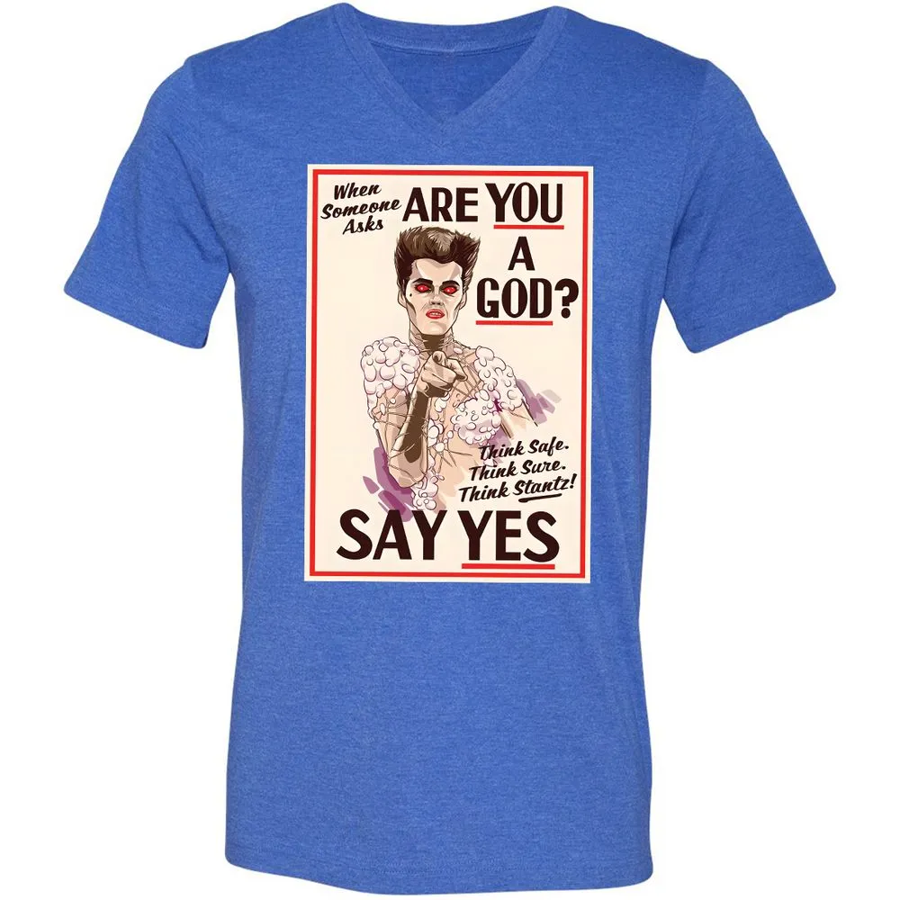 Unisex V-Neck T-Shirt - YN2QCG18 - Heather True Royal - 14