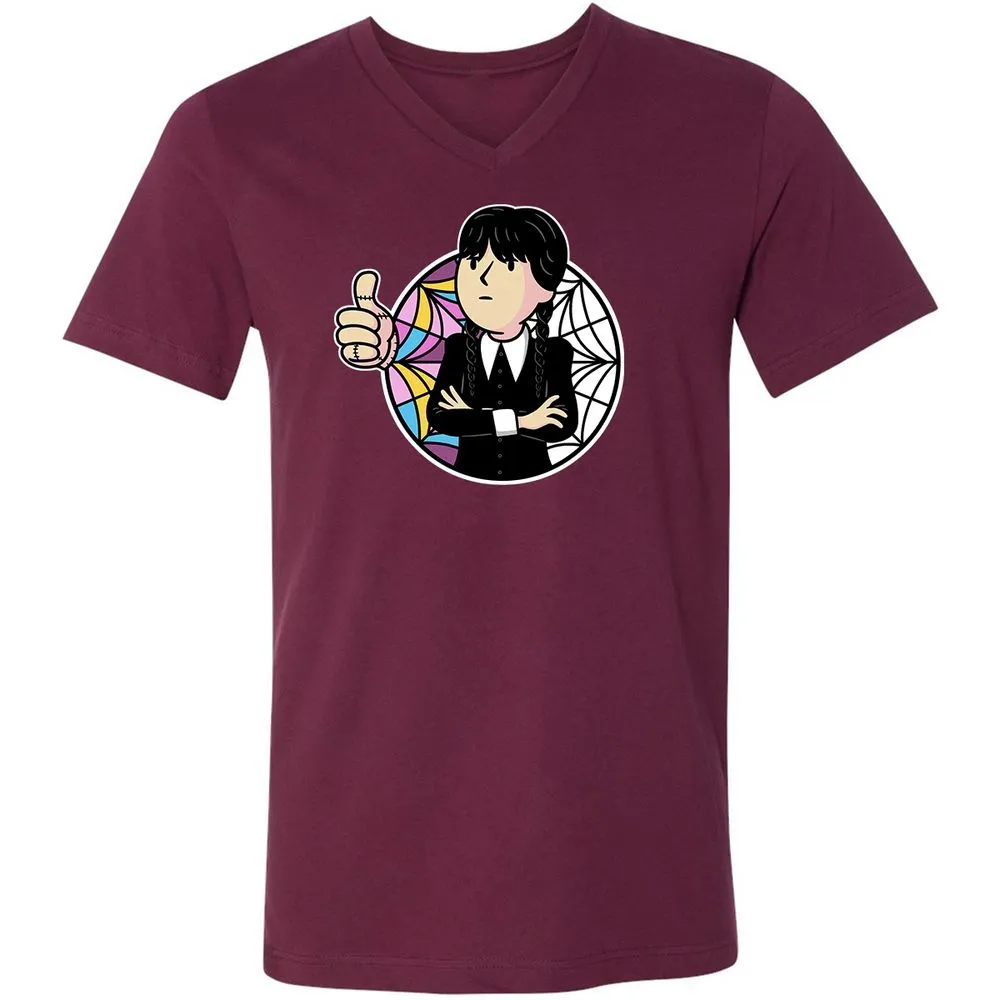 Unisex V-Neck T-Shirt - EDTXFLKL - Maroon - 6