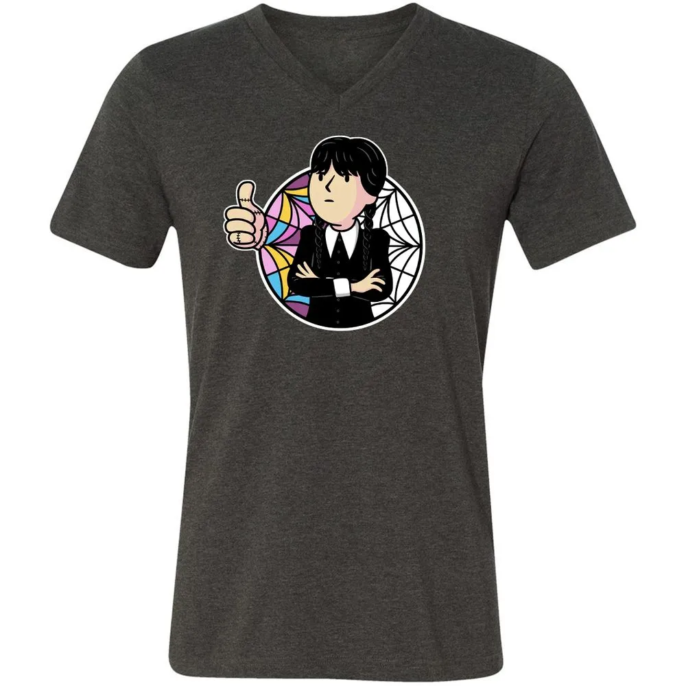 Unisex V-Neck T-Shirt - EDTXFLKL - Dark Grey Heather - 8