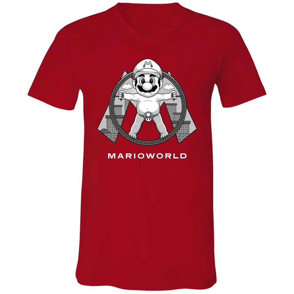 Unisex V-Neck T-Shirt - QM9CYN89 - Red - 3