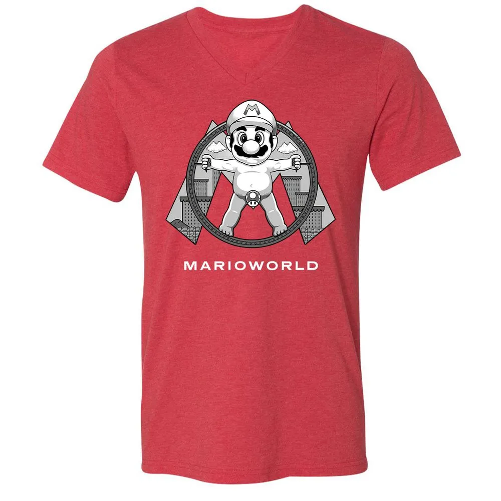 Unisex V-Neck T-Shirt - QM9CYN89 - Heather Red - 16