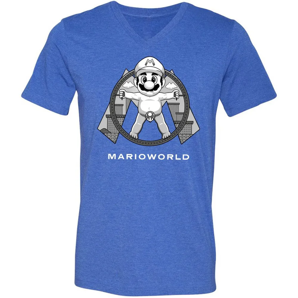 Unisex V-Neck T-Shirt - QM9CYN89 - Heather True Royal - 14
