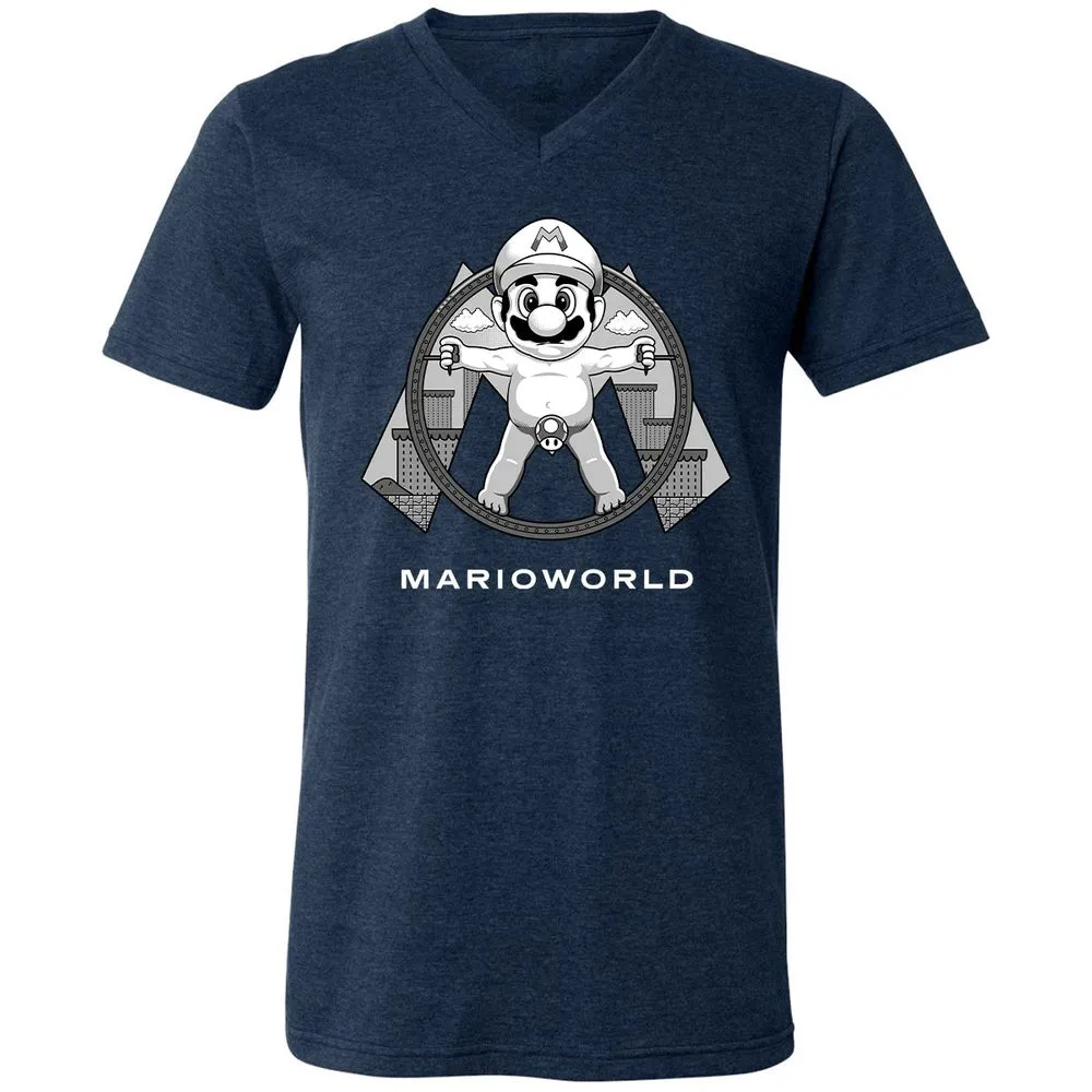 Unisex V-Neck T-Shirt - QM9CYN89 - Heather Navy - 15