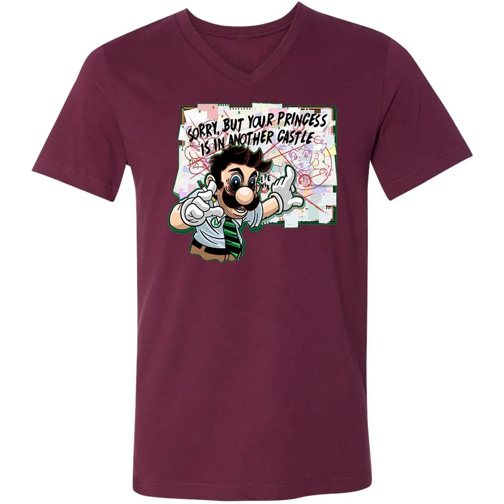 Unisex V-Neck T-Shirt - 34G91UM3 - Maroon - 6