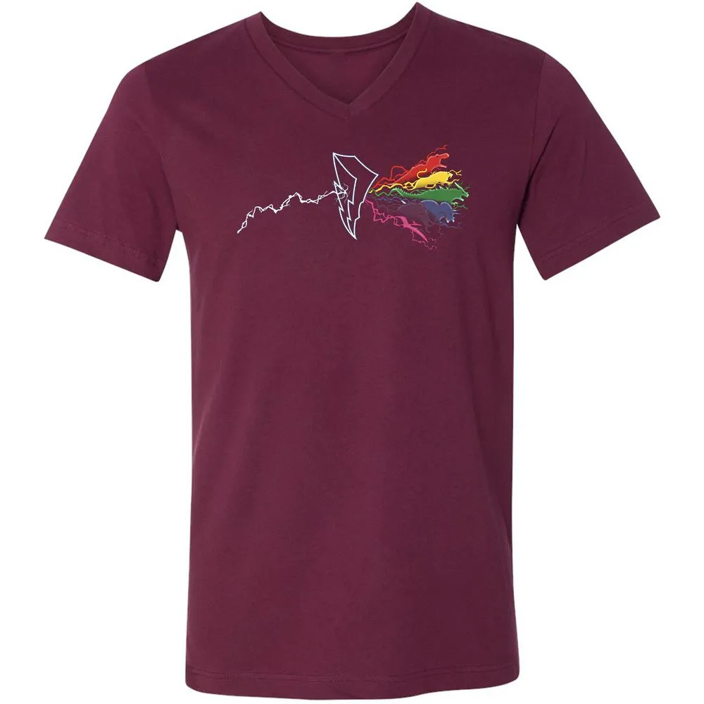 Unisex V-Neck T-Shirt - EM1HK1K8 - Maroon - 6
