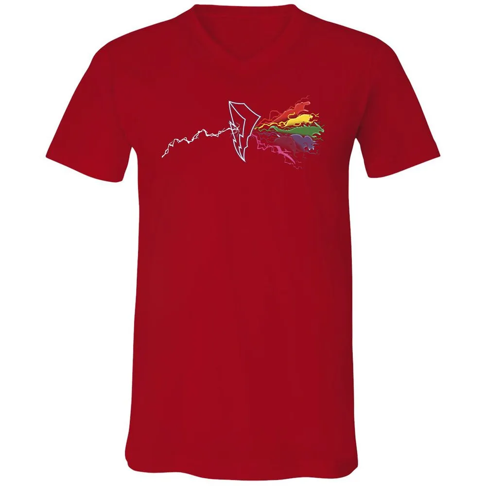 Unisex V-Neck T-Shirt - EM1HK1K8 - Red - 3