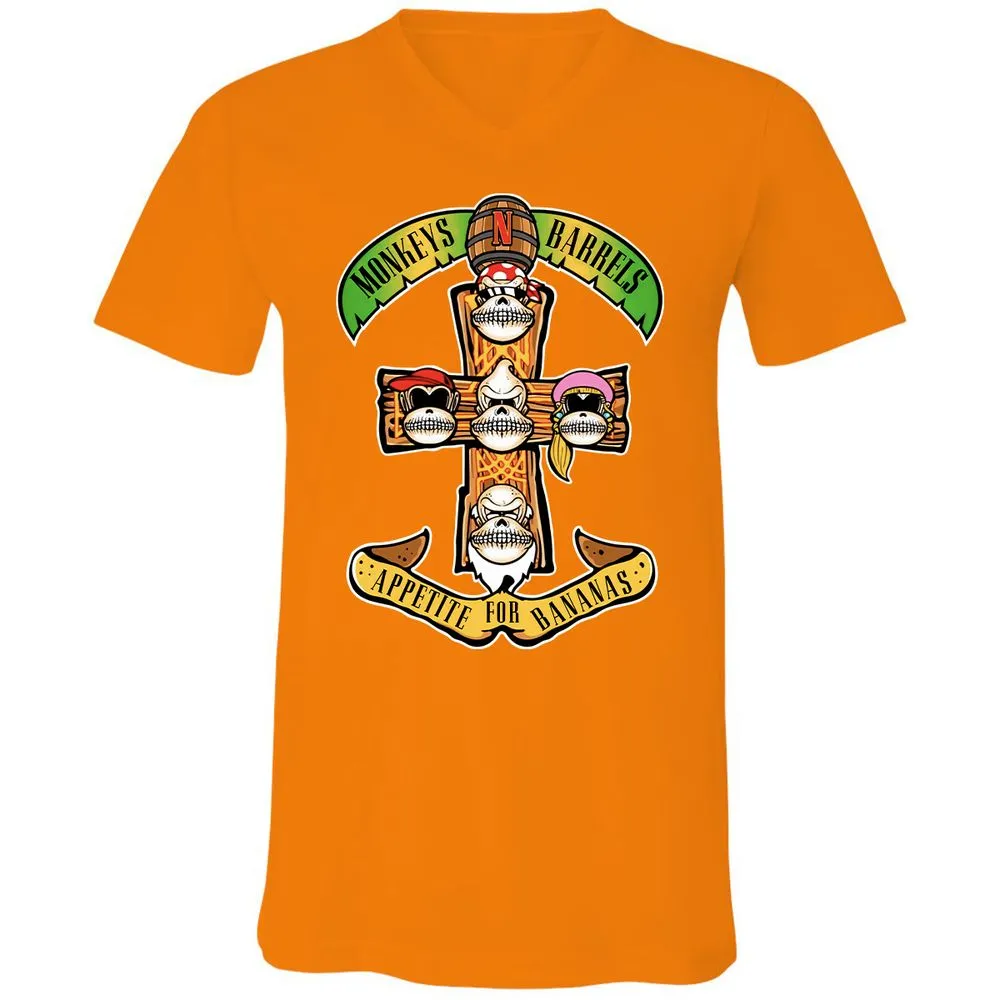 Unisex V-Neck T-Shirt - YR9YFCZ7 - Orange - 11