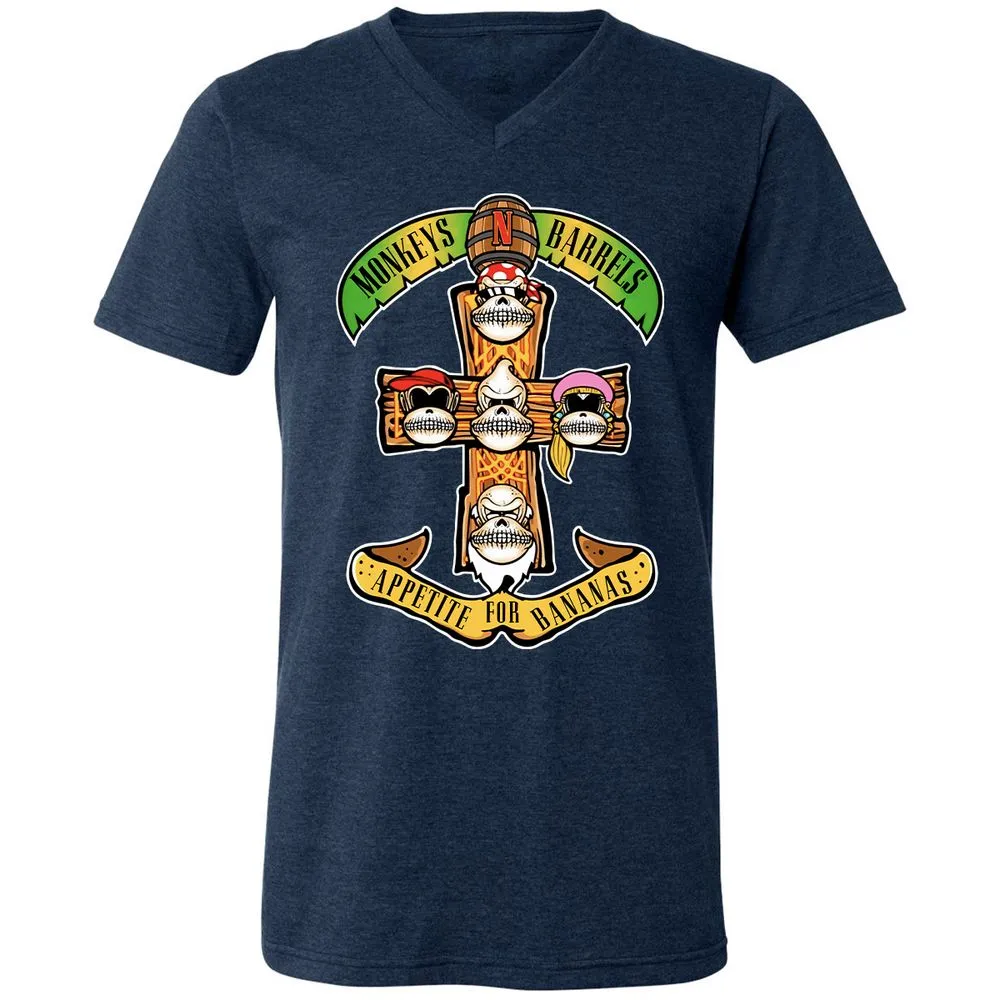 Unisex V-Neck T-Shirt - YR9YFCZ7 - Heather Navy - 15
