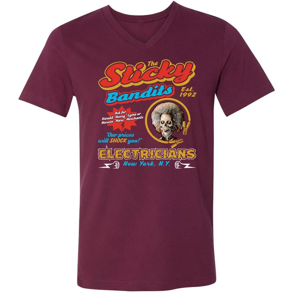 Unisex V-Neck T-Shirt - KJF7PV6Q - Maroon - 6