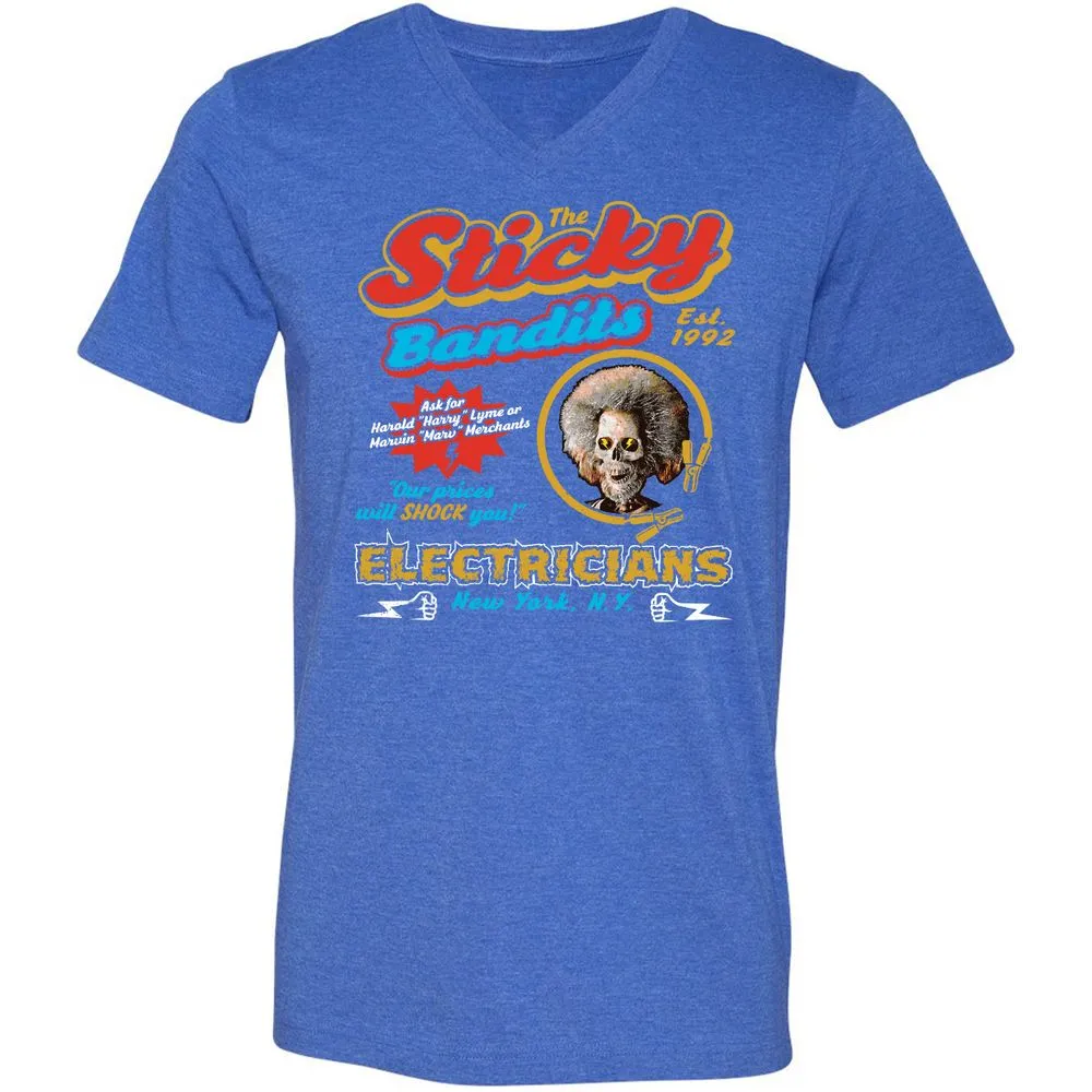Unisex V-Neck T-Shirt - KJF7PV6Q - Heather True Royal - 14