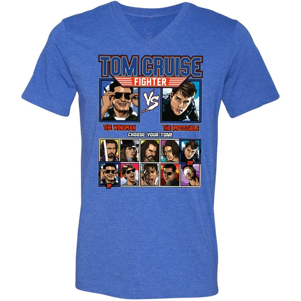 Unisex V-Neck T-Shirt - A1P5KMJH - Heather True Royal - 14